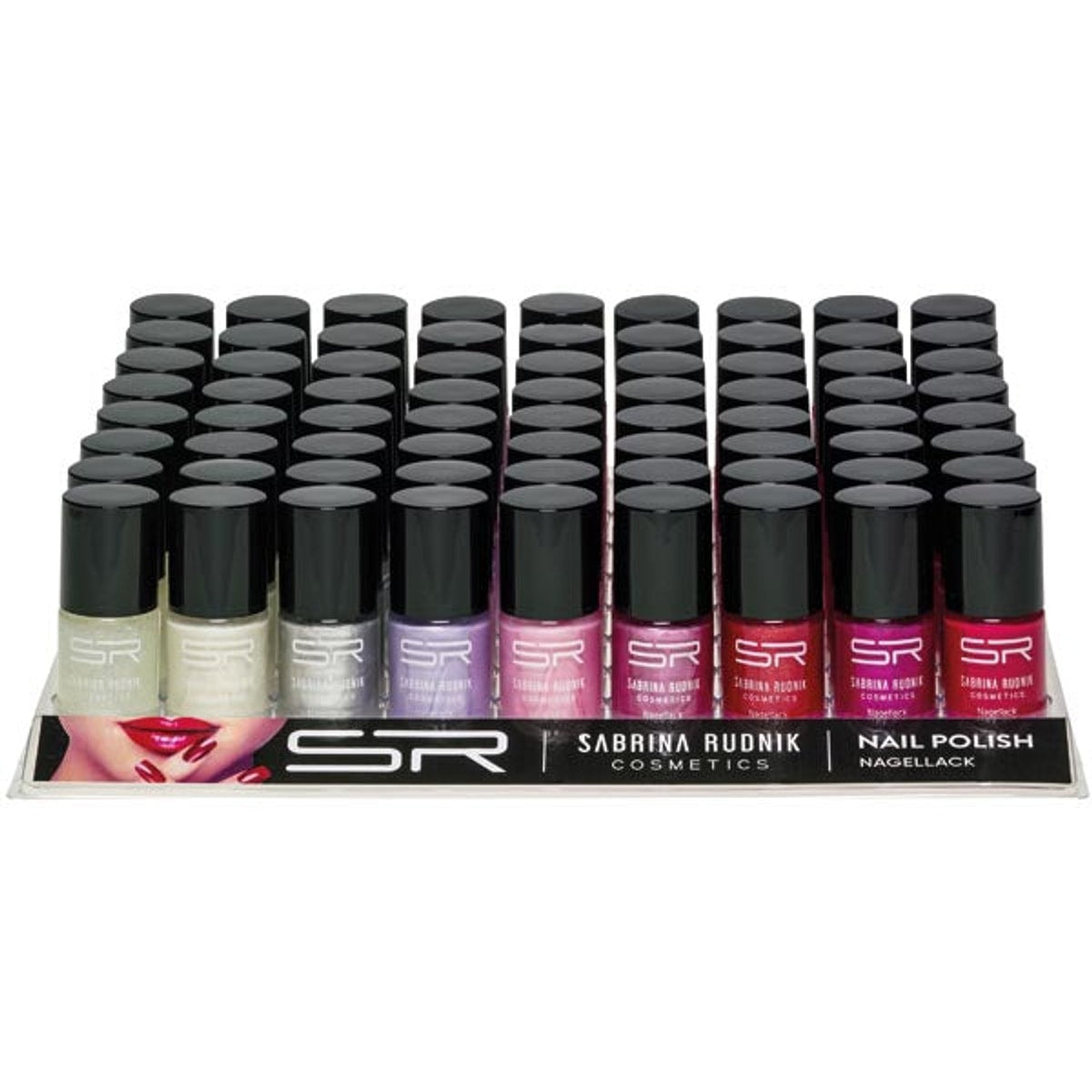 Vernis à ongles Sabrina, couleurs de saison, 12 ml, plateau de 72 pièces