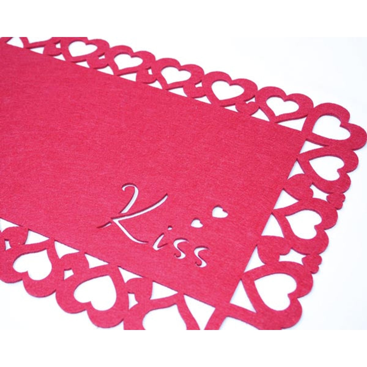 Set de table en feutrine Kiss XL 45x30cm avec cœur découpé au laser