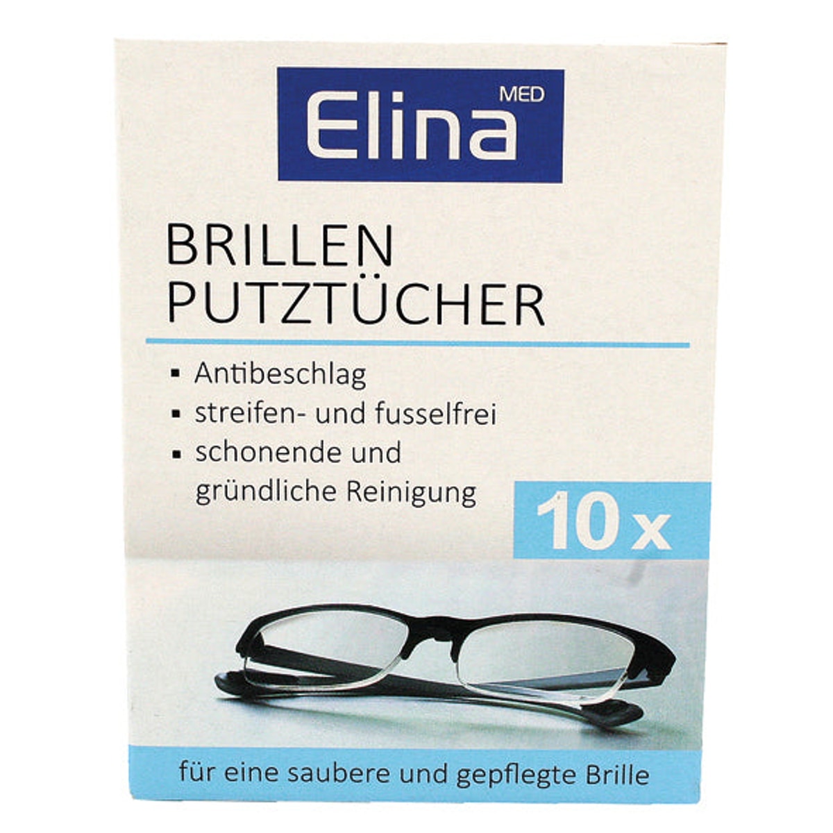 Lingettes nettoyantes pour lunettes Elina, paquet de 10 en sachets individuels