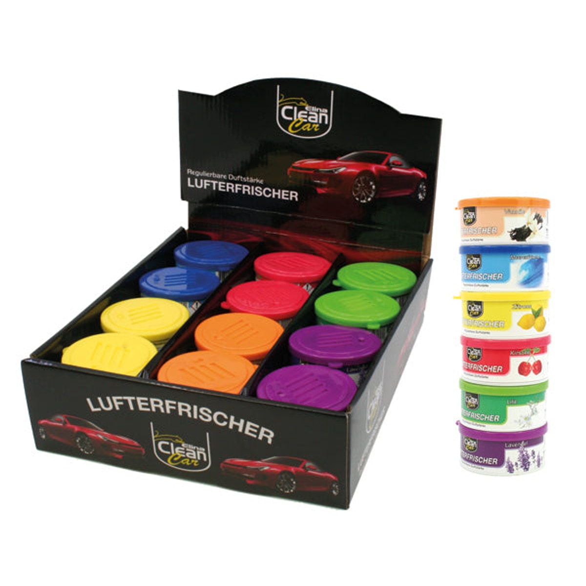 Désodorisant parfumé pour voiture CLEAN 35 g, présentoir de 24 unités