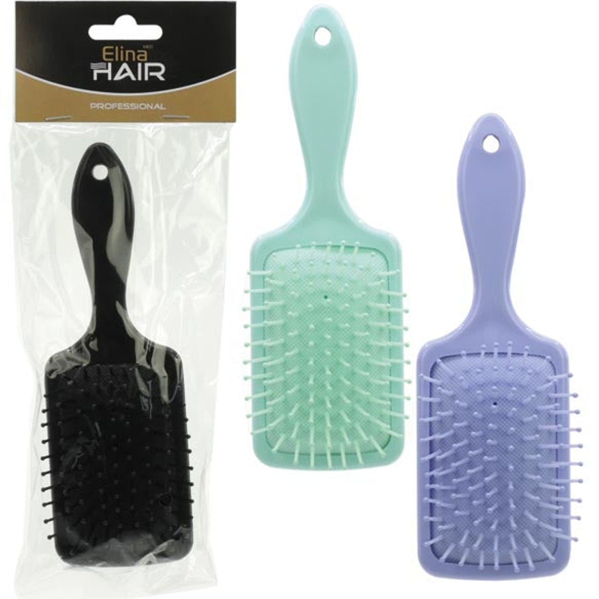 Brosse à cheveux carrée de 20 cm avec picots pour le massage du cuir chevelu