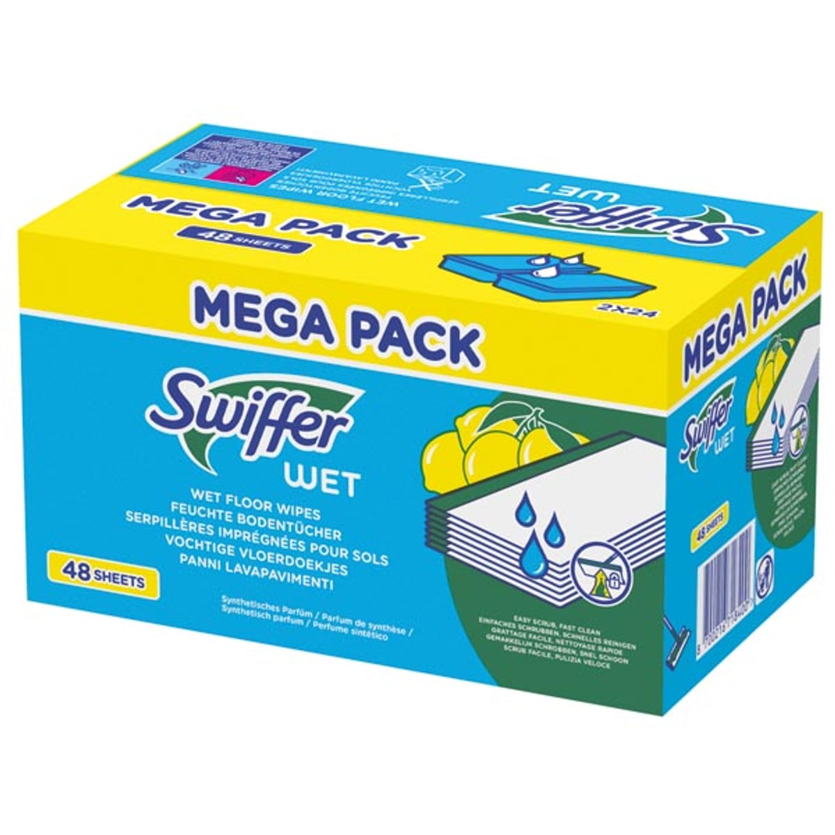 Recharge de lingettes humides Swiffer, paquet de 48 unités