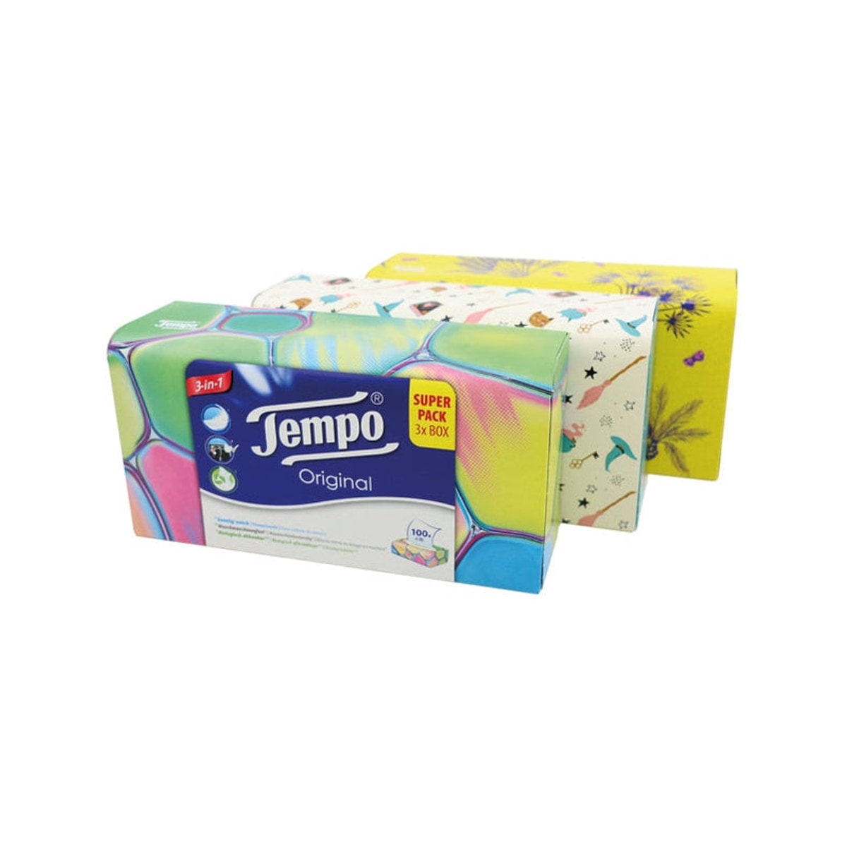 Mouchoirs Tempo, paquet de 3 x 100, 4 plis