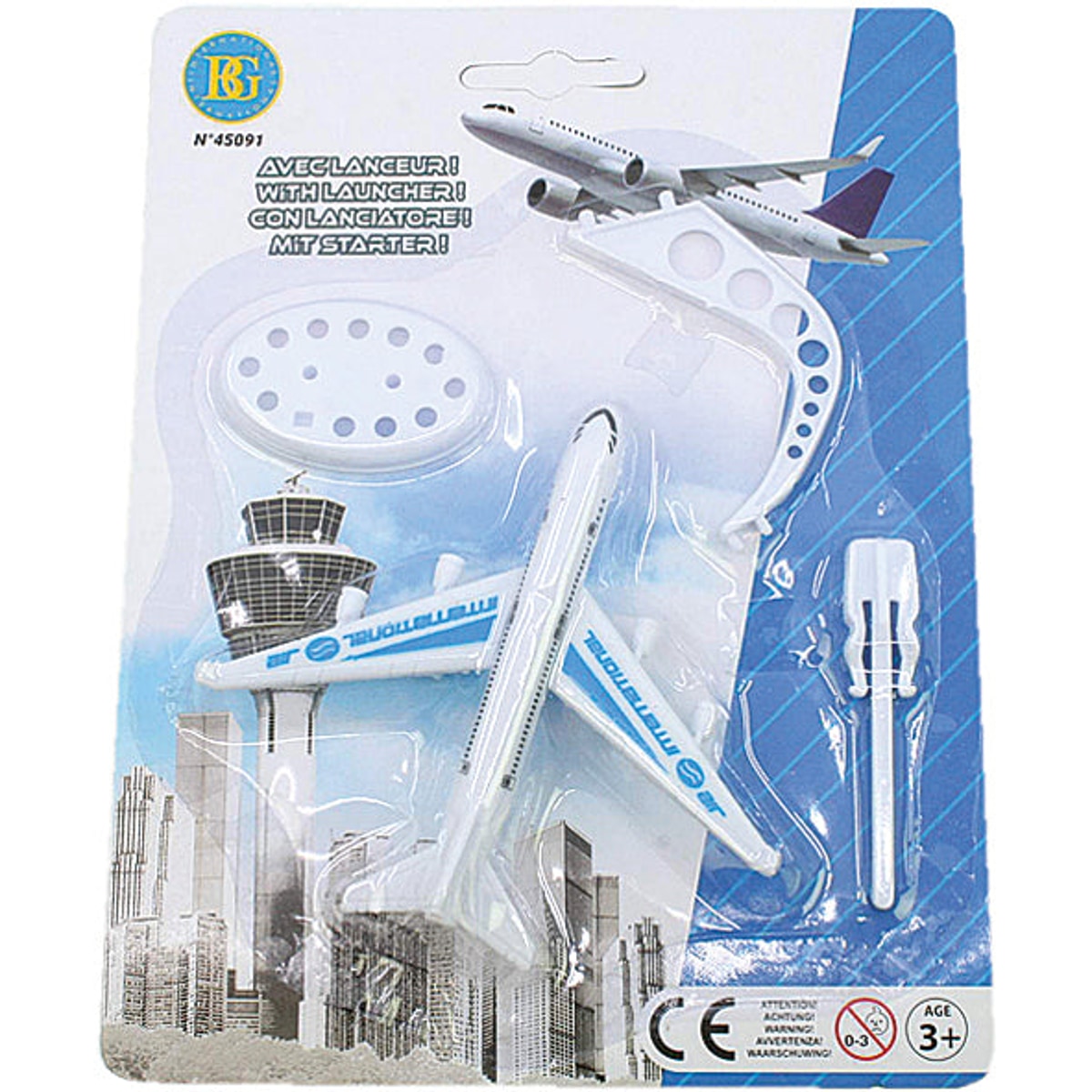 Avion de 10 cm avec lanceur et socle