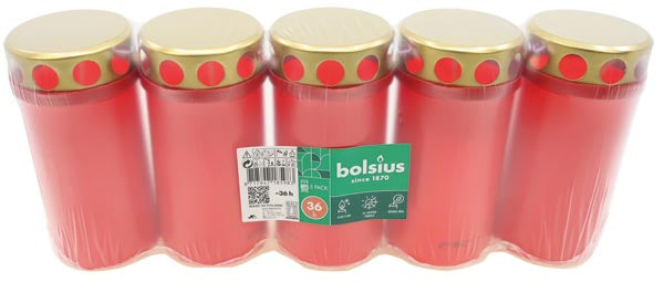 Brûleur de bougie funéraire n° 3 rouge avec couvercle doré, lot de 5