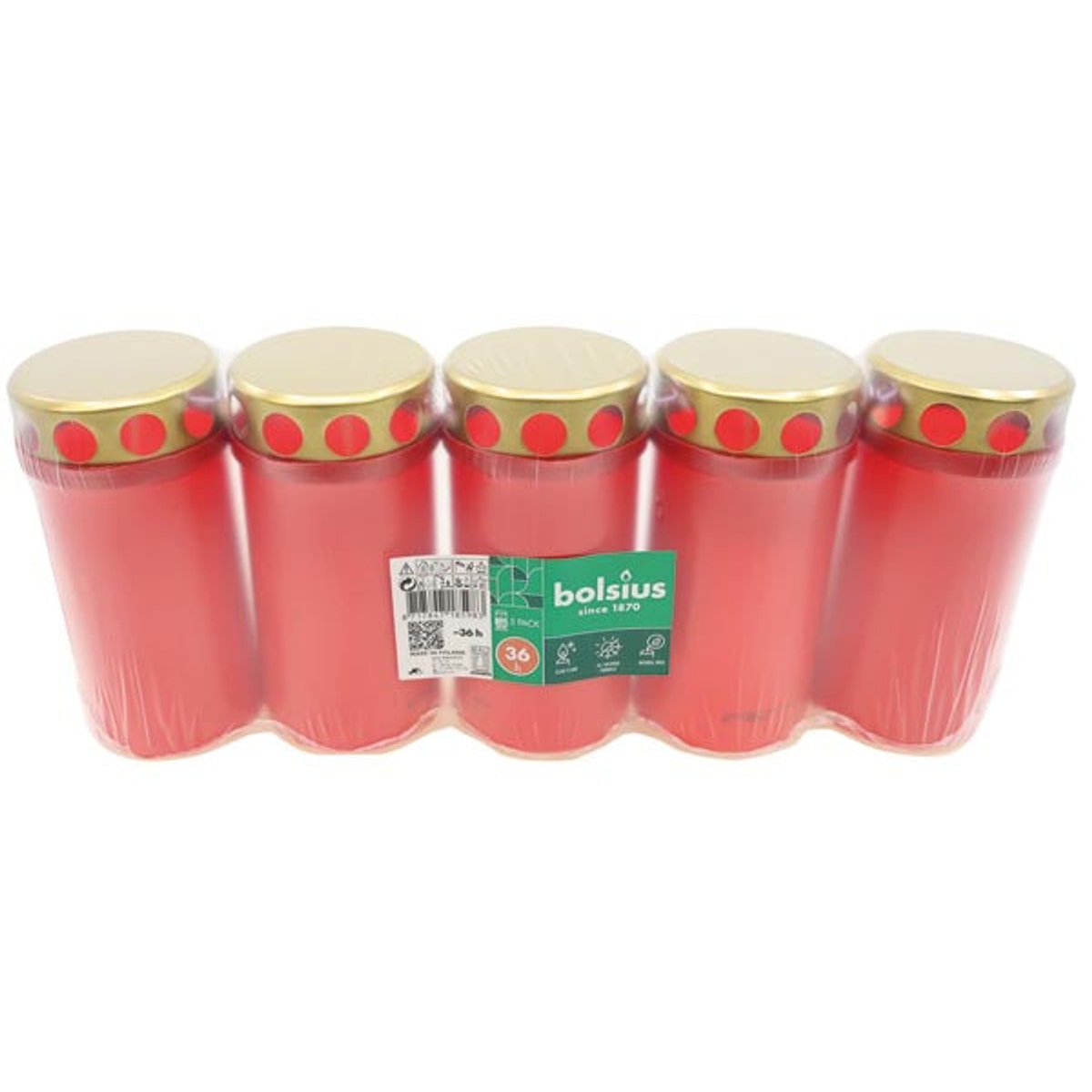 Brûleur de bougie funéraire n° 3 rouge avec couvercle doré, lot de 5