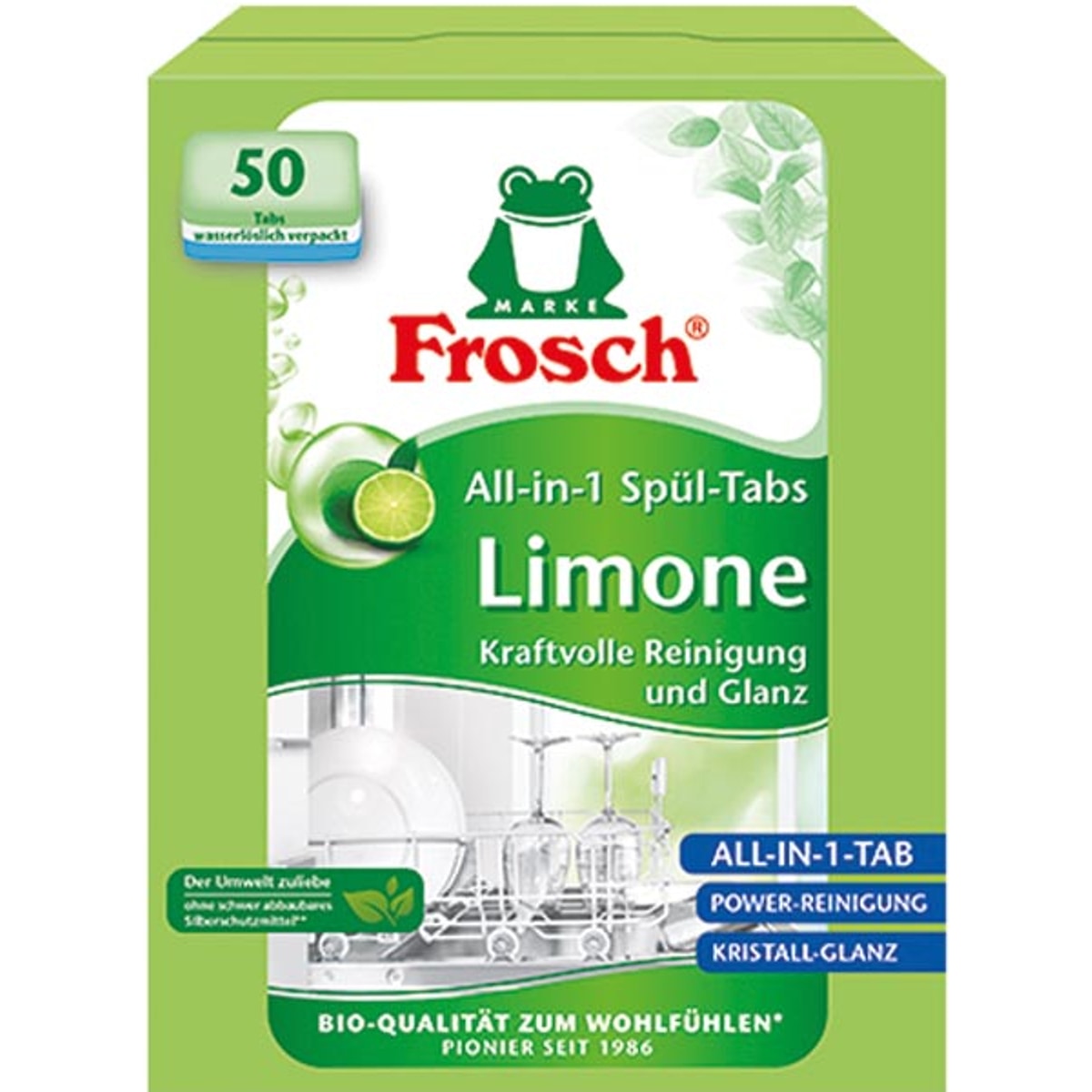 Pastilles pour lave-vaisselle Frosch, paquet de 50, citron