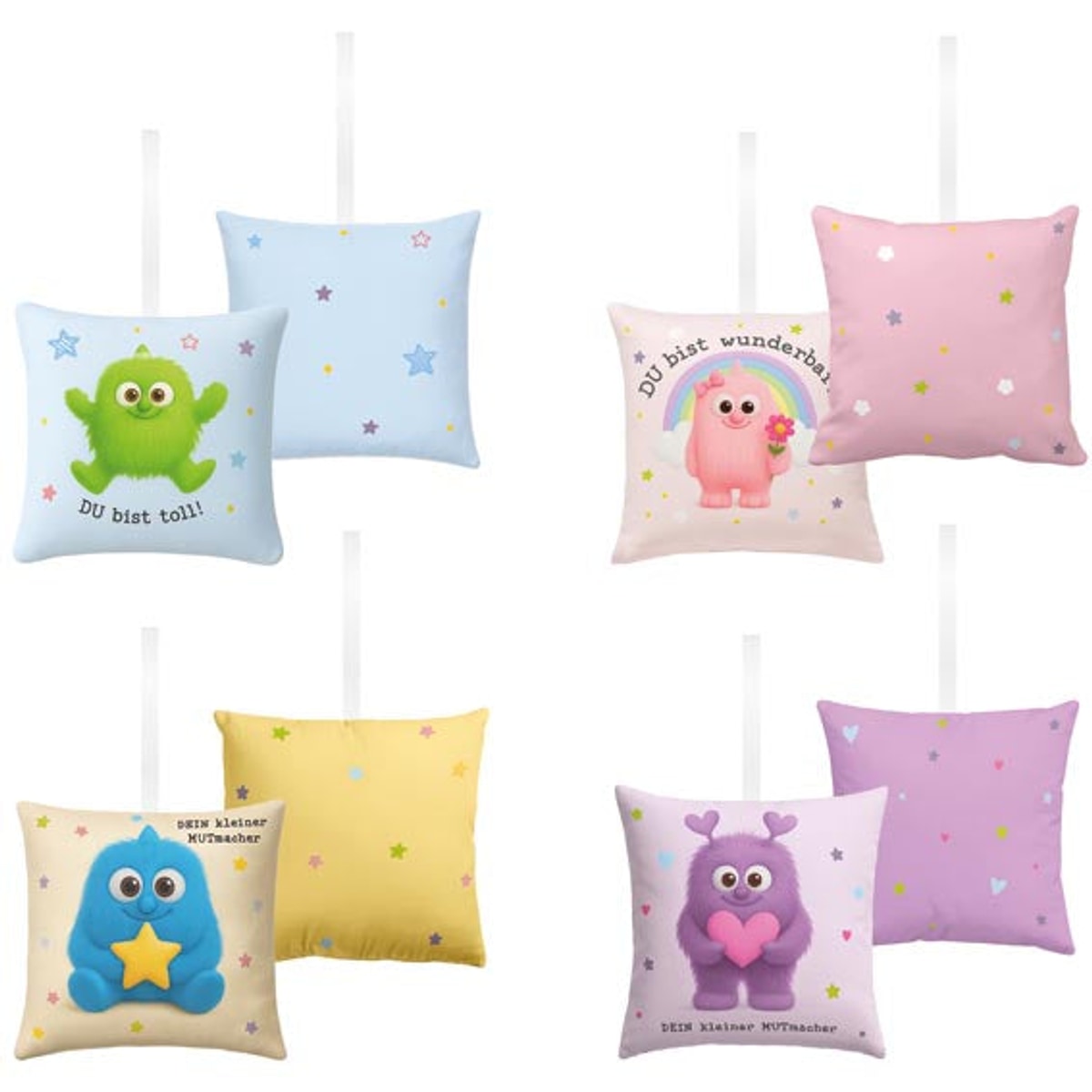 Coussin d'encouragement 12x12cm, doux, lot de 4, sans fermeture éclair,