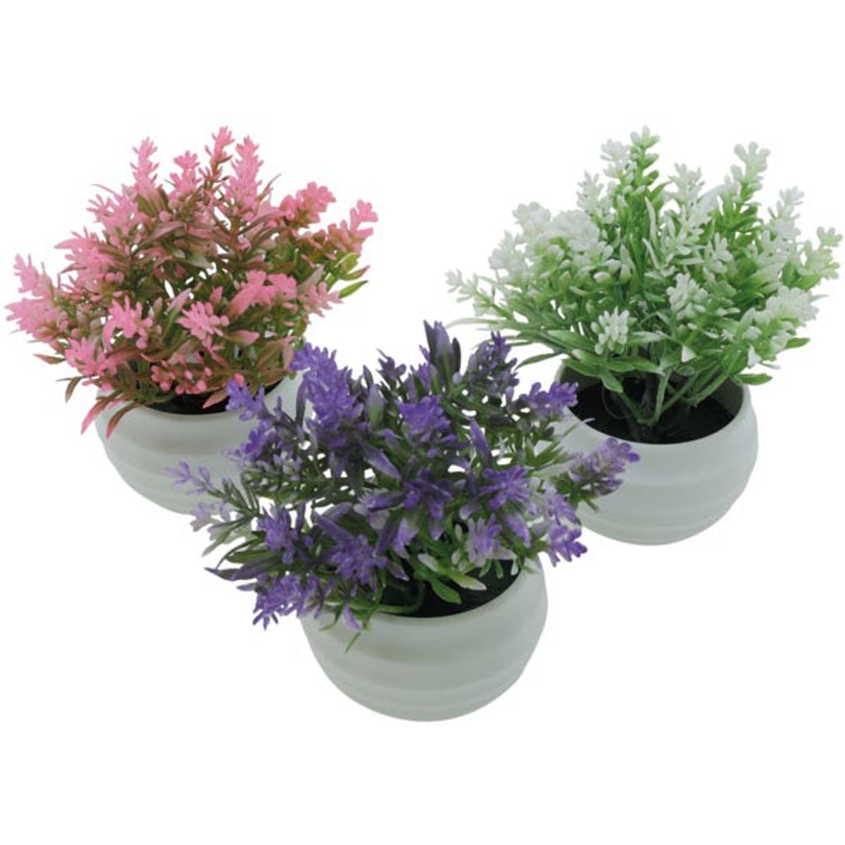 Mélange de fleurs dans un élégant pot rond blanc, 12 cm