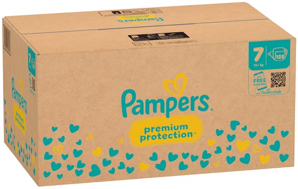 Pampers Premium Protect. Taille 7 (15+ kg) XL, 128 pièces
