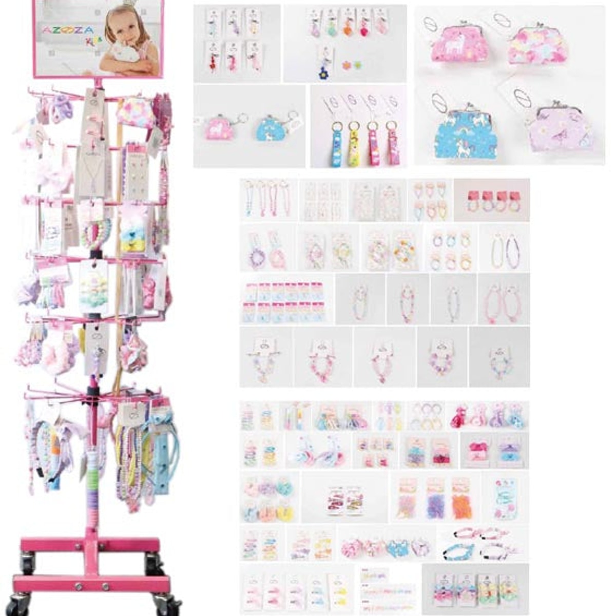 Assortiment de bijoux et accessoires pour cheveux d'enfants, « pastel », 660 pièces.