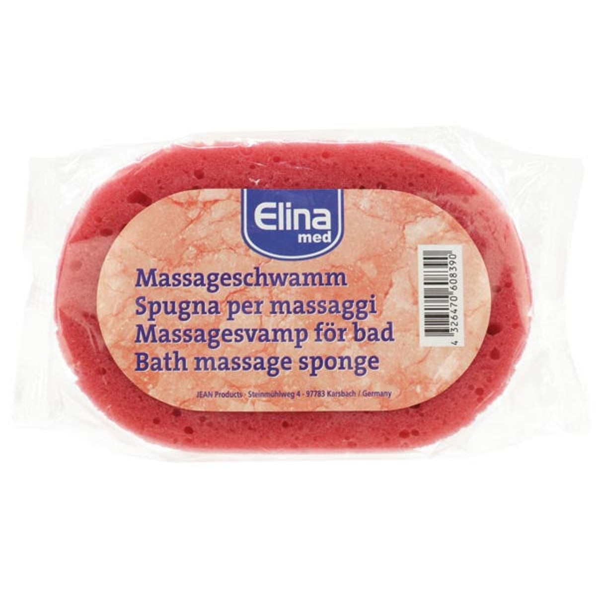 Éponge de massage env. 14 x 9 x 4,5 cm, 4 couleurs sous emballage cellophane
