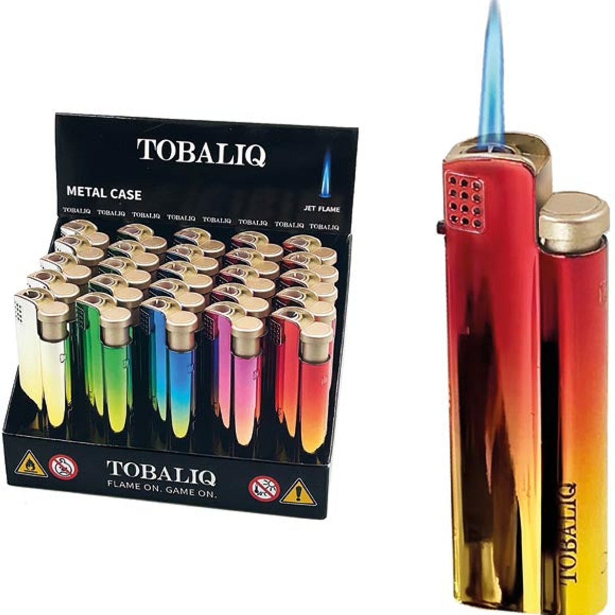 Briquet électrique à flamme jet, design arc-en-ciel brillant