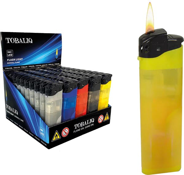 Briquet électrique avec lampe LED, affichage de 50 unités.