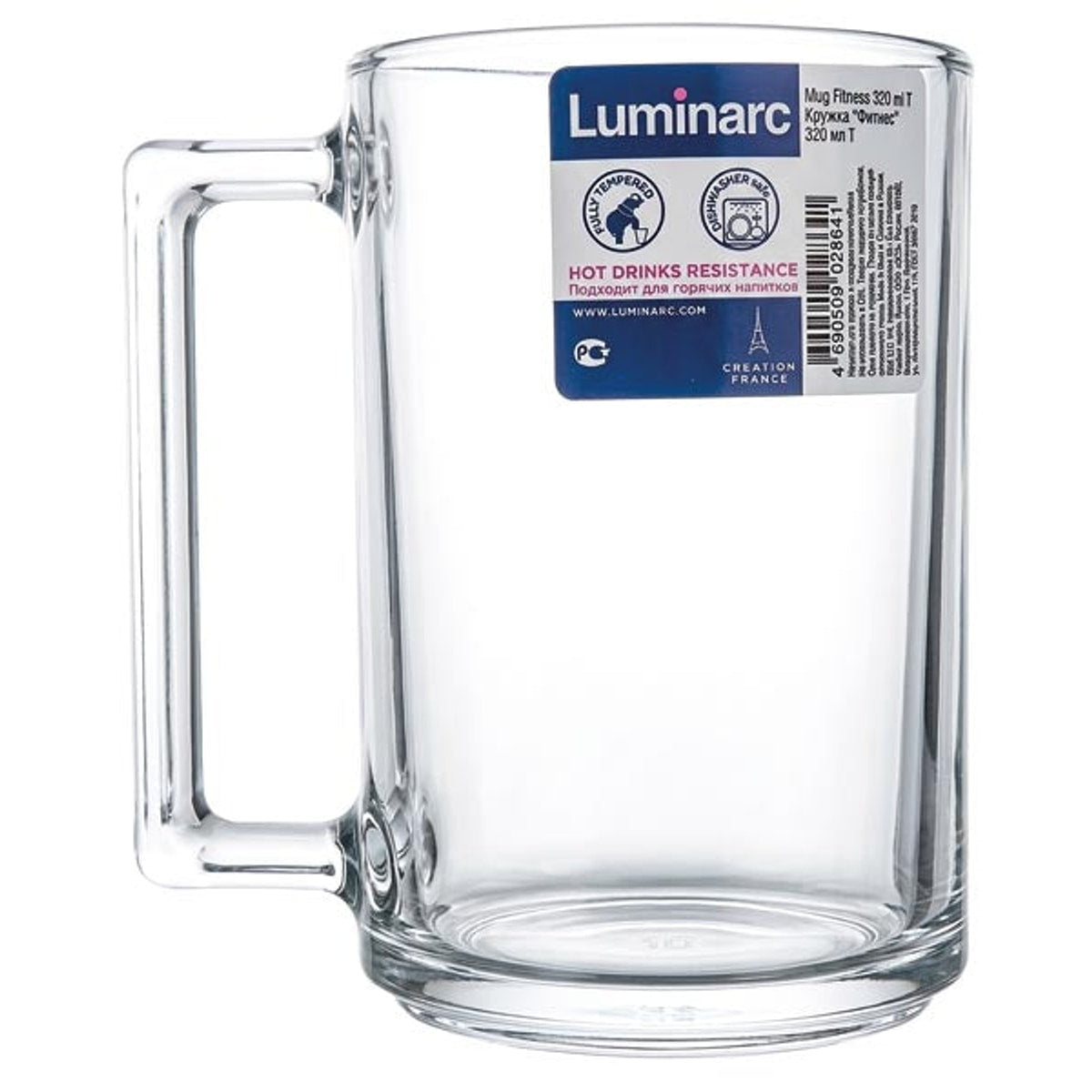 Mug en verre transparent avec anse, 320 ml, pour le thé et le vin chaud