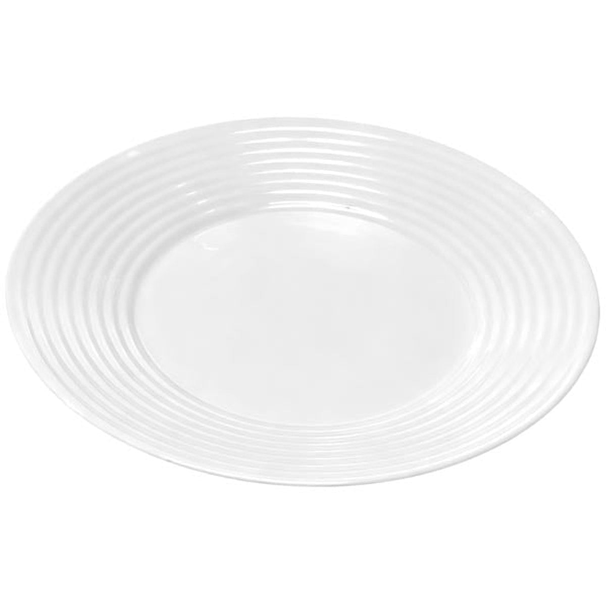 Assiette en opale, grand format, 26,6 cm, blanche, à relief cannelé