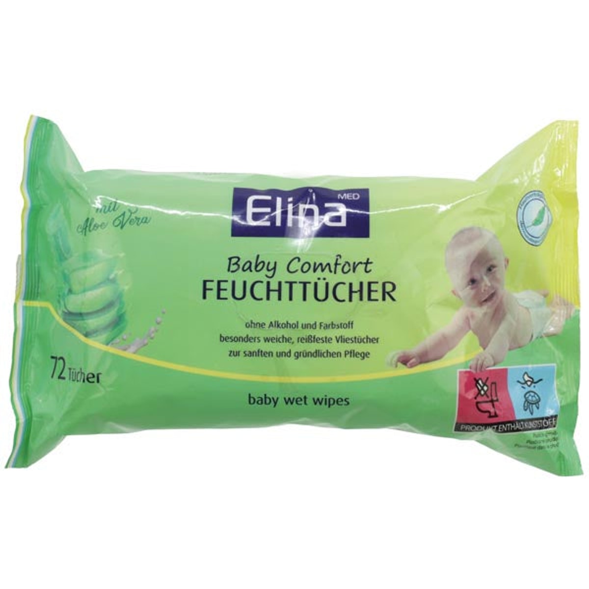 Lingettes pour bébé Elina, paquet de 72, format 20 x 15 cm