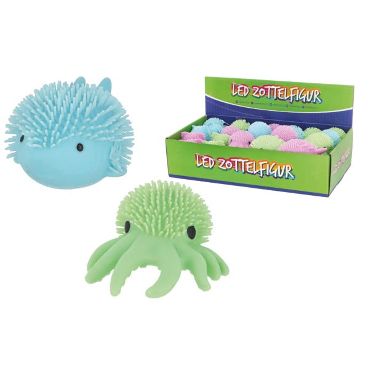 Animaux Shaggy 10cm 12/s 4 animaux en 3 couleurs chacun, LED, incl.
