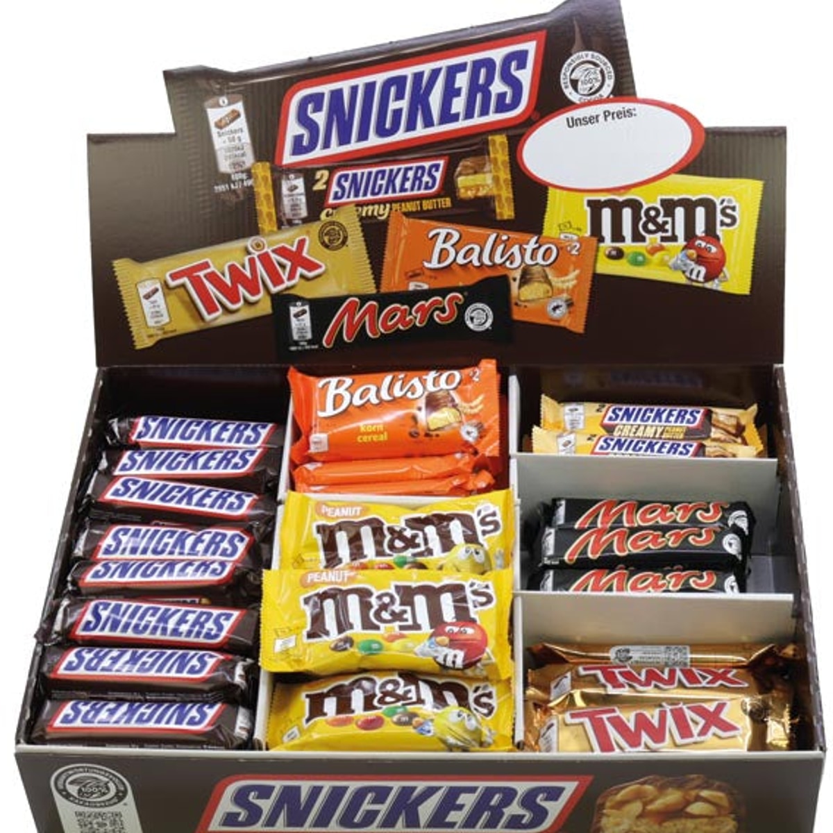 Boîte des meilleures ventes Food Mars, 72 pièces, 6 variétés assorties