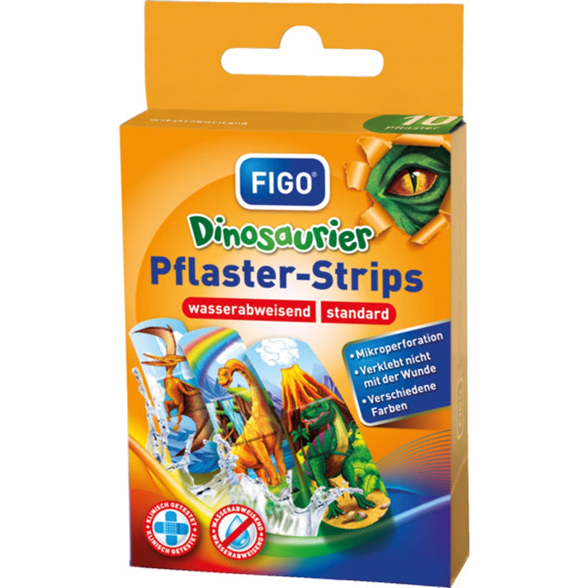Pansements pour enfants, 10 bandes, motif dinosaure