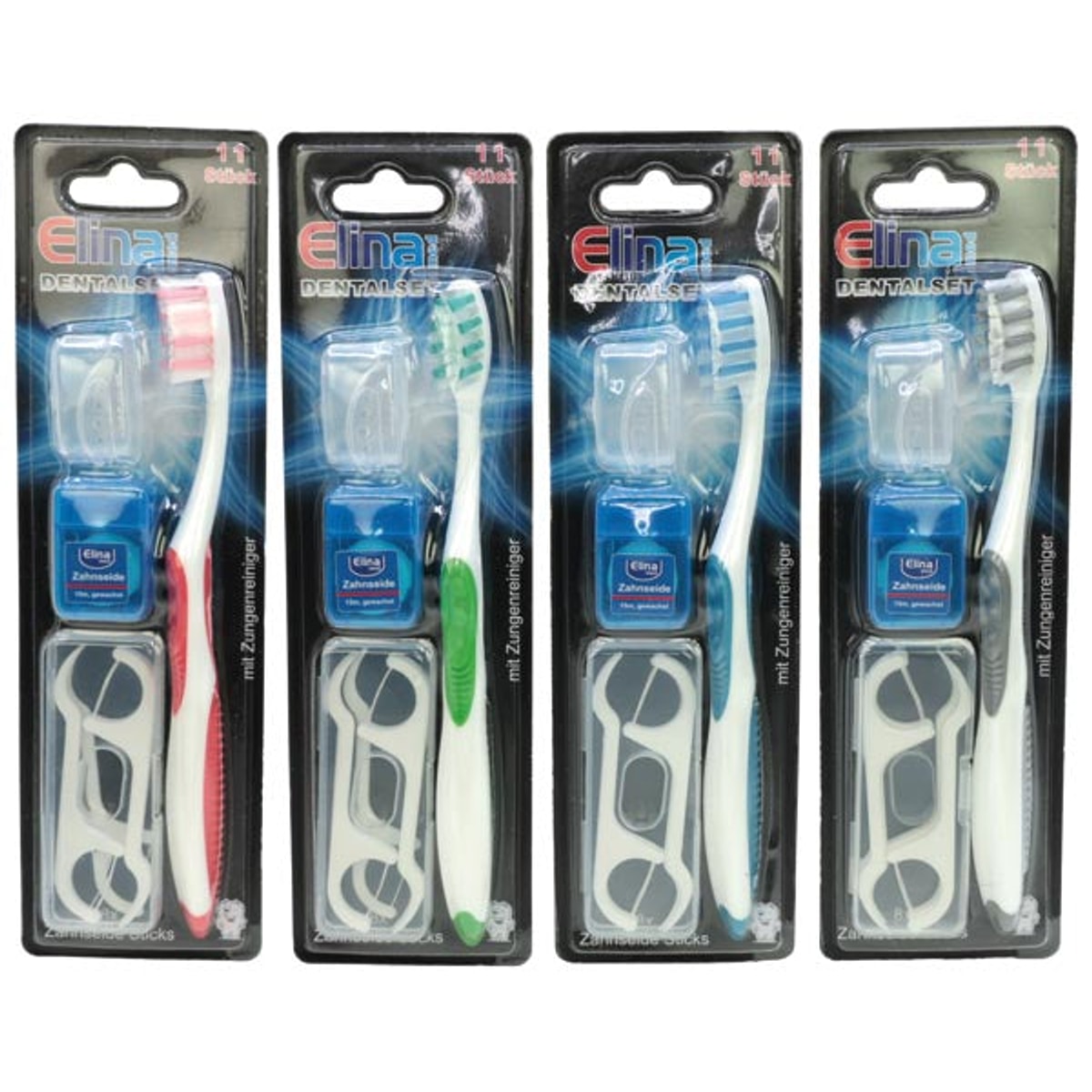 Ensemble de brosses à dents dentaires Elina, 11 pièces, sous blister