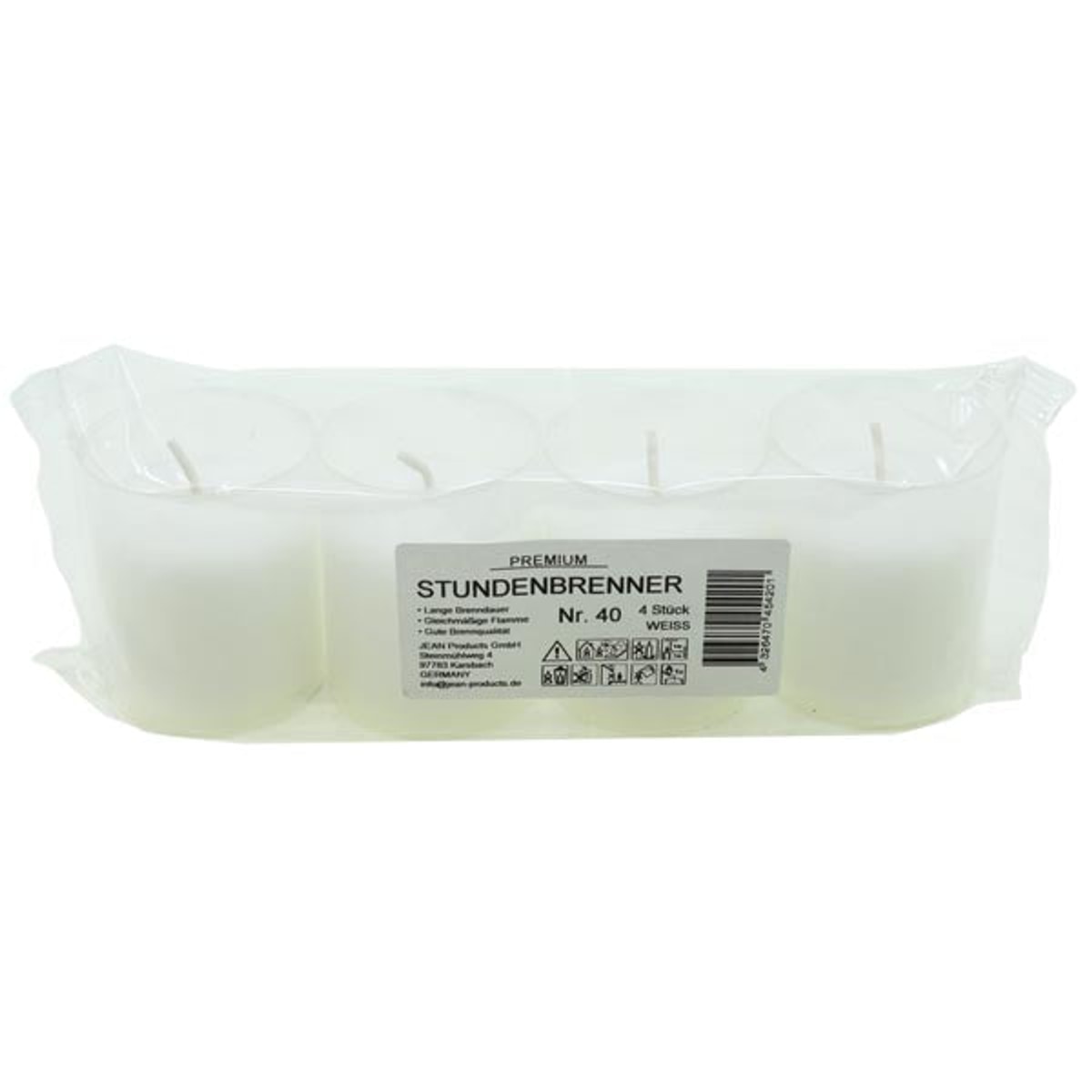 Brûleur de bougie funéraire n° 40 blanc, lot de 4