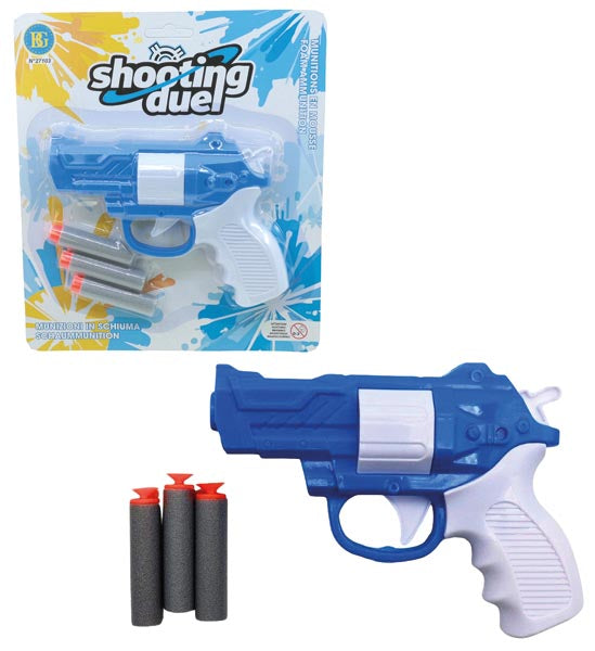 Pistolet à fléchettes souples 16 cm avec 3 fléchettes, sur carte blister XL,