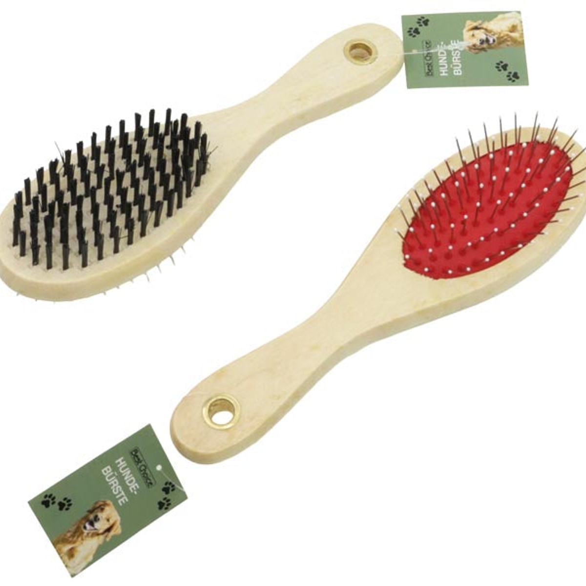 Brosse pour chien double face, 21 x 6 cm, lumière naturelle
