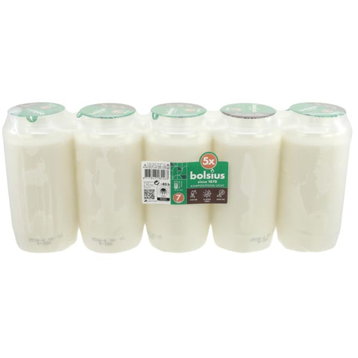 Lampe à huile pour bougie funéraire n° 7 blanche sans couvercle, lot de 5
