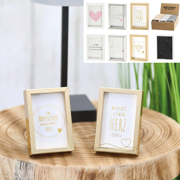 Cadre photo avec citations, 3/s, env. 8x6cm MDF/PS,