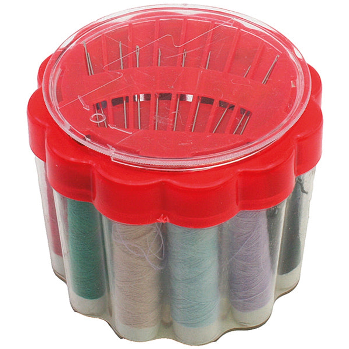 Fil à coudre, boîte ronde de 12 pièces + aiguilles, tailles assorties