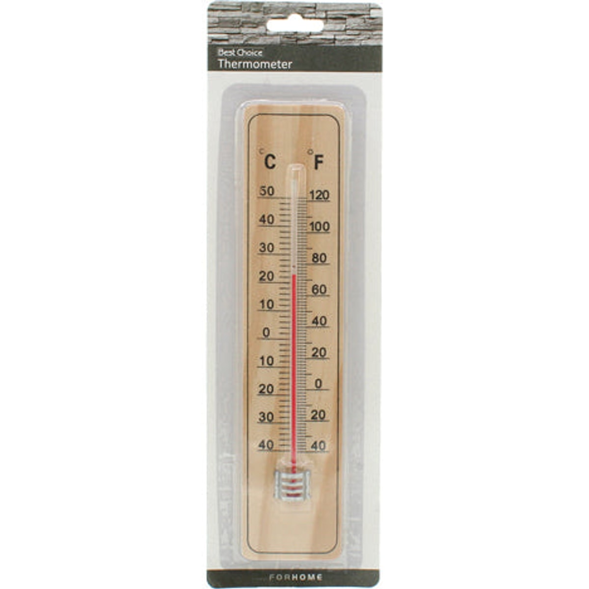 Thermomètre en bois sur carton 22x5x0,5cm