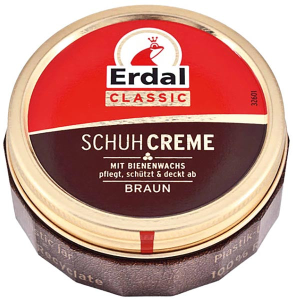 Crème pour chaussures ERDAL, boîte de 75 ml, marron