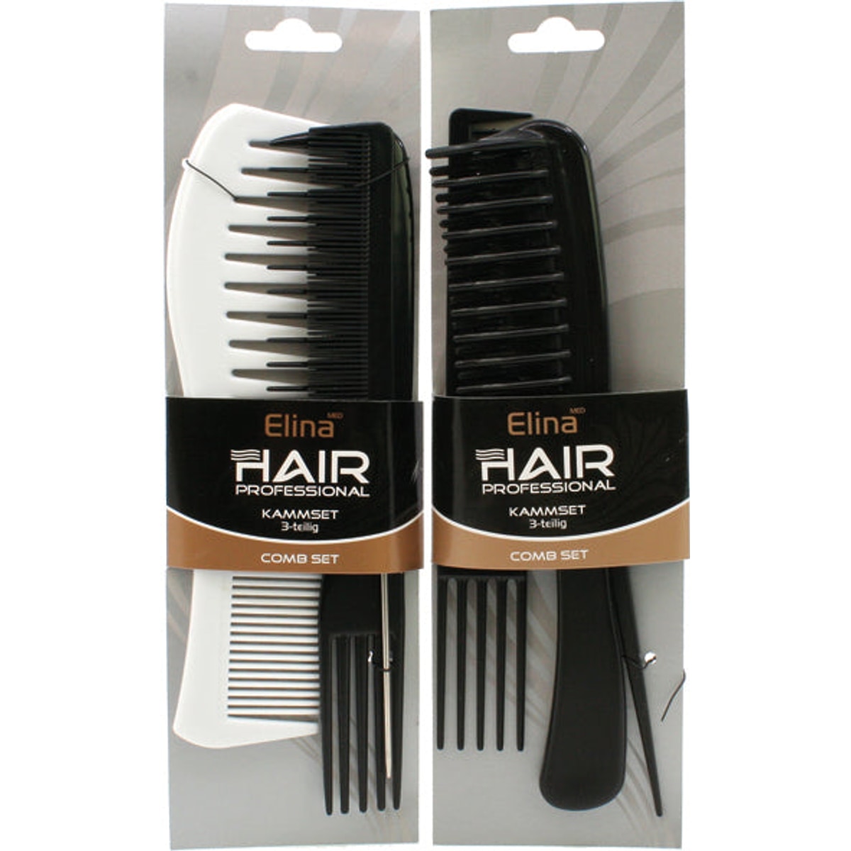 Ensemble de 3 peignes Hairstudio 2 assortis. a. Carte 20 cm