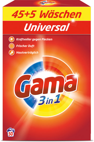 Lessive universelle Gama 50 ml, paquet de 3 kg