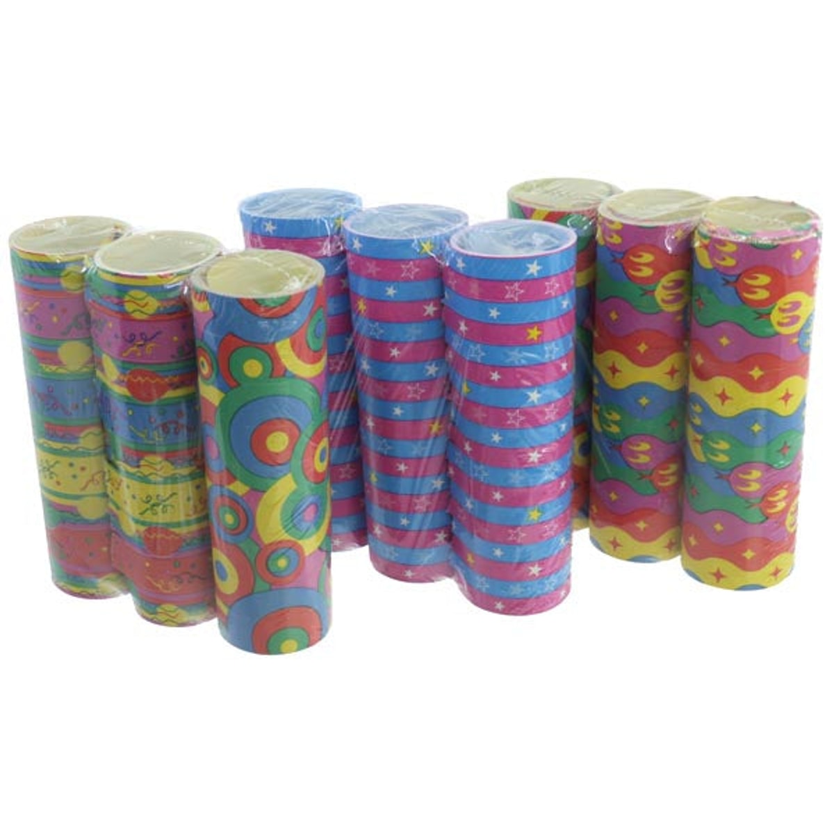 Serpentins de fête, lot de 3, motifs assortis