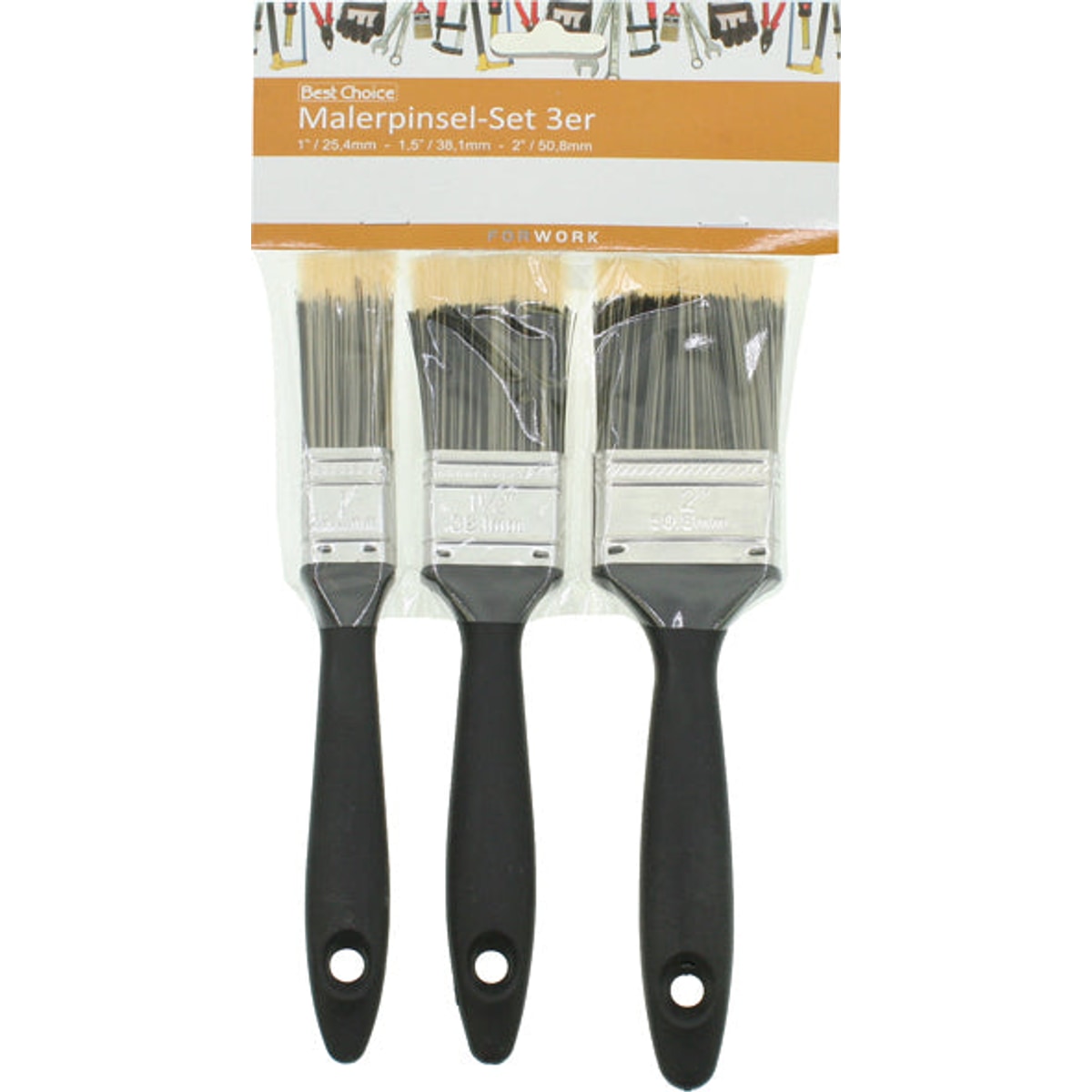 Pinceaux, lot de 3, tailles assorties : 2,5/3,8/5 cm