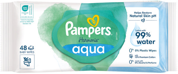 Lingettes humides Pampers Aqua, 48 pièces