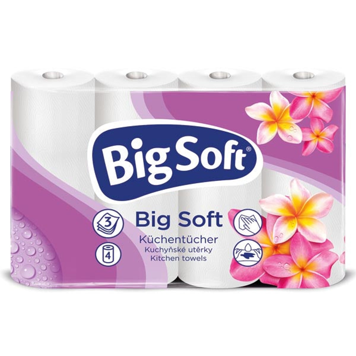 Rouleau de papier toilette Big Soft, 3 plis, 4 x 45 feuilles, 25,5 cm