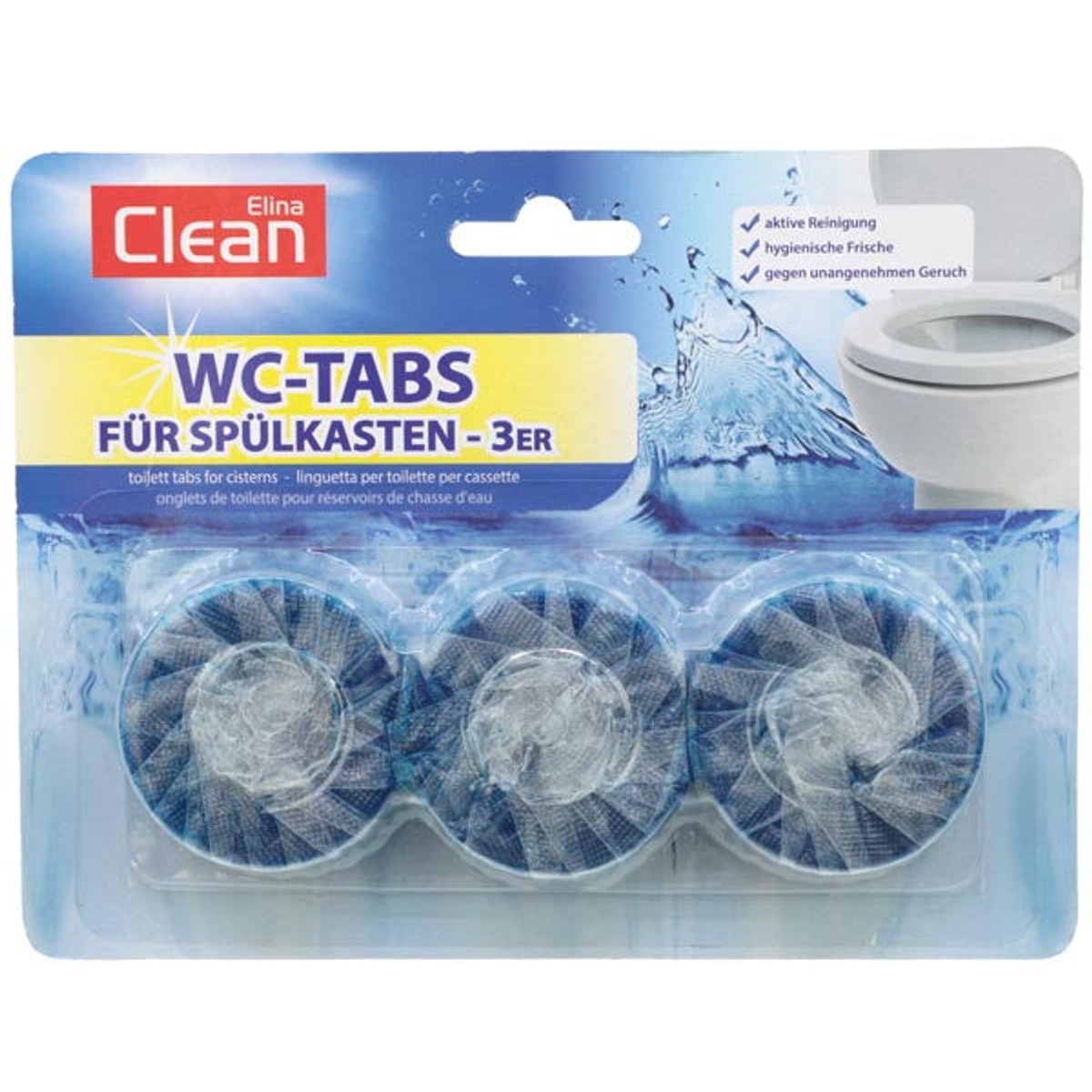 Pastilles WC bleues pour chasse d'eau, 3 x 50 g, pour réservoir de toilettes