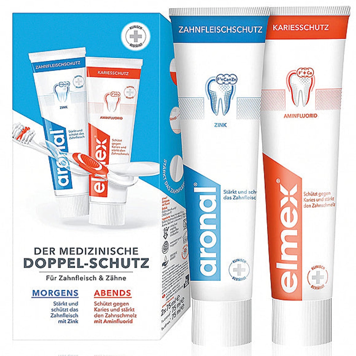 Dentifrice Elmex+Aronal 75 ml, lot de 2