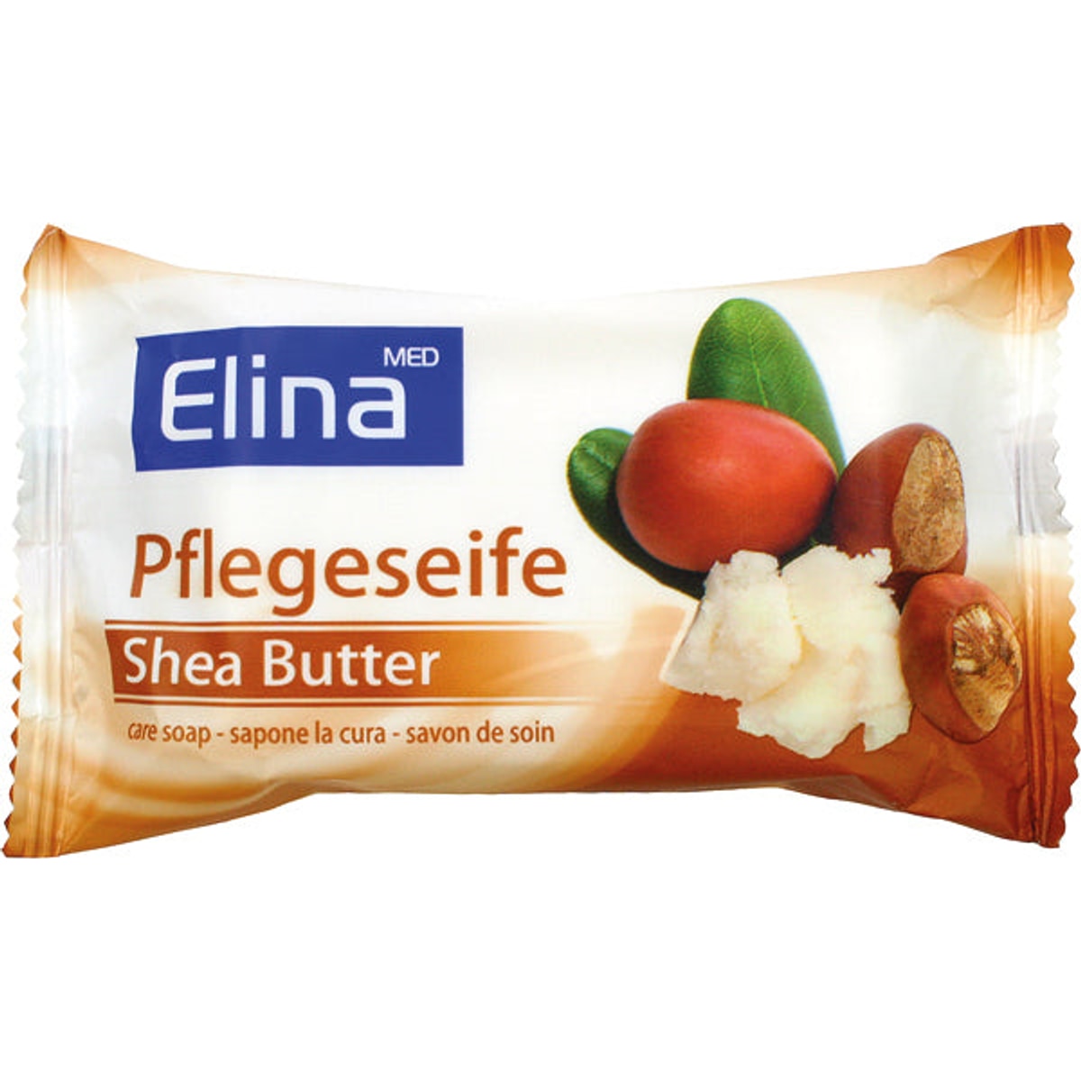 Savon Elina au beurre de karité, barre de 80 g sous emballage aluminium
