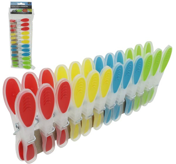 Pinces à linge, lot de 12, adhérence souple, antidérapantes, 8,5 cm