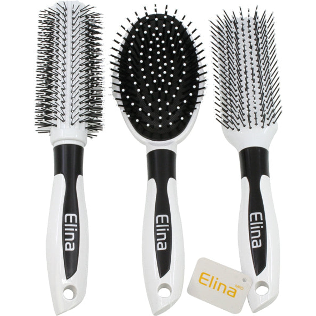 Brosse à cheveux blanche exclusive, 3 couleurs assorties, 23 cm
