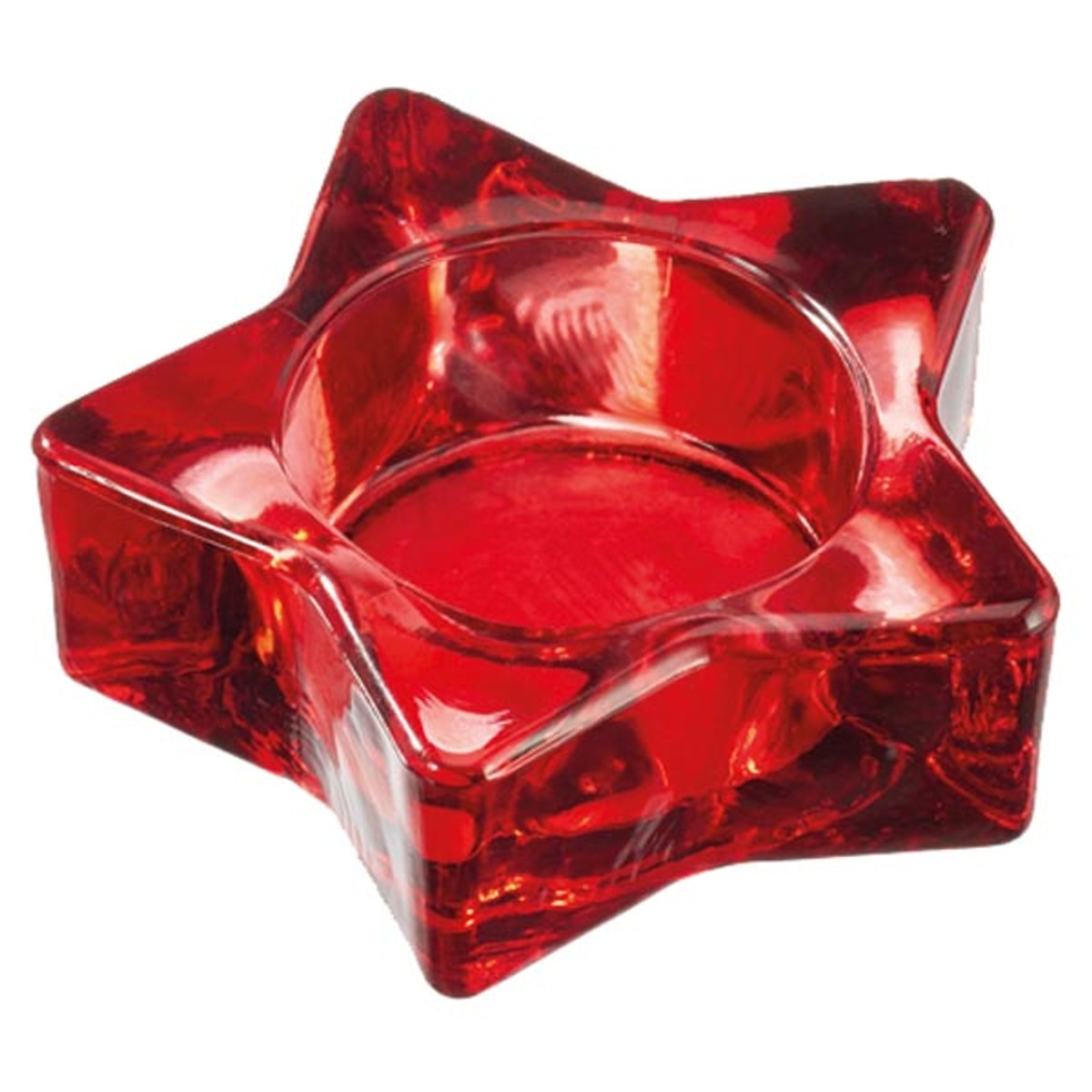 Porte-bougie chauffe-plat en forme d'étoile, rouge, 8 x 2 cm, en verre