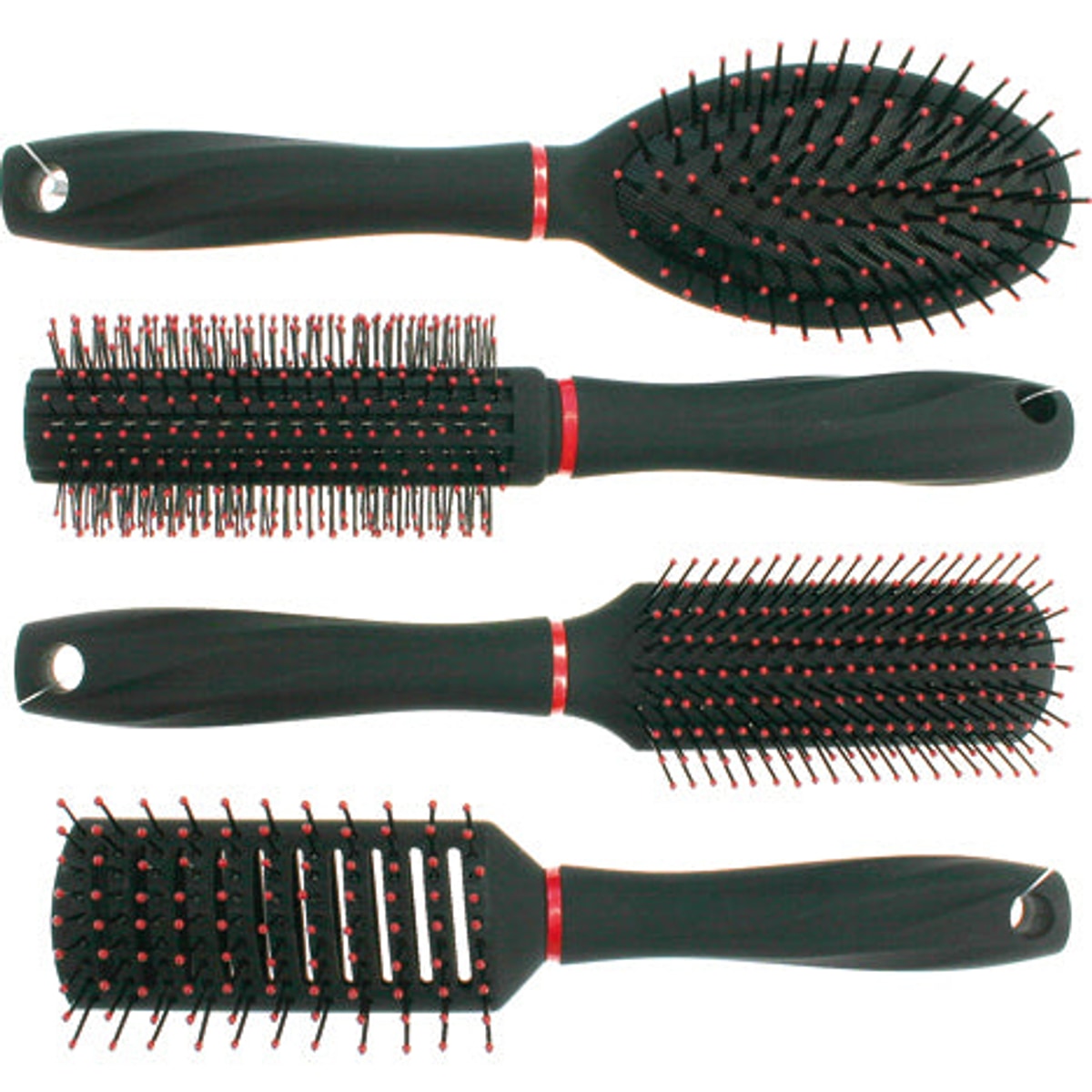 Brosse à cheveux d'artiste avec manche souple, 23 cm, 4 têtes assorties.