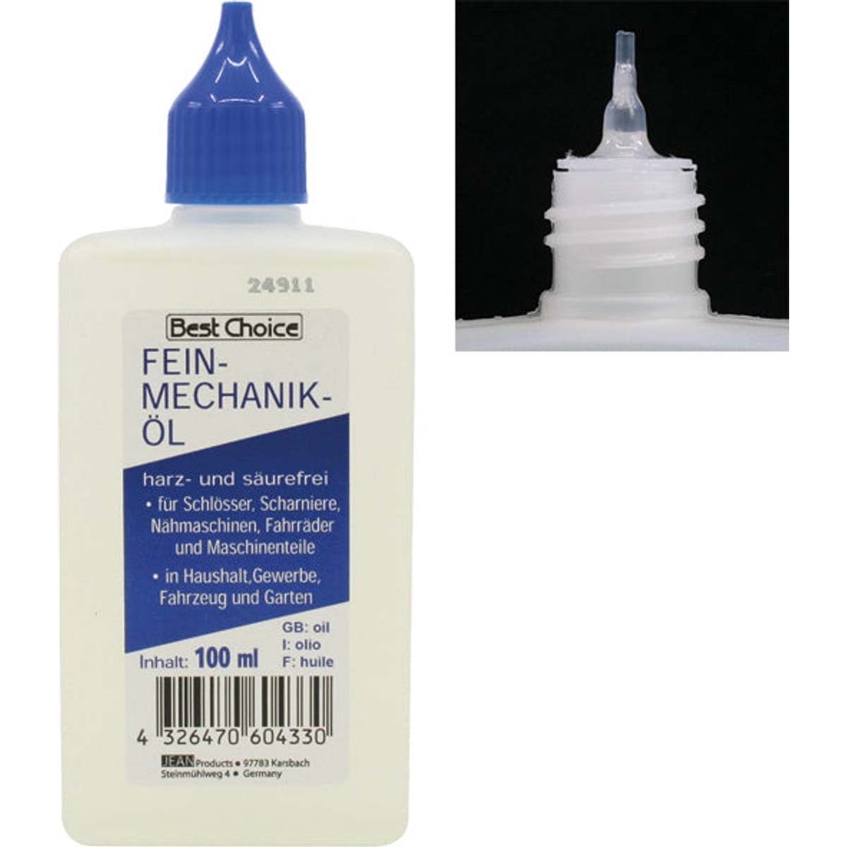 Huile ménagère en flacon de 100 ml avec bouchon à ouverture rapide