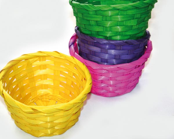 Panier en osier rond de 14 x 8 cm, couleurs assorties