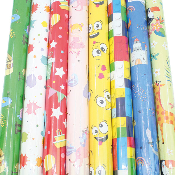 Rouleau de papier cadeau 2 m x 70 cm, motifs enfants