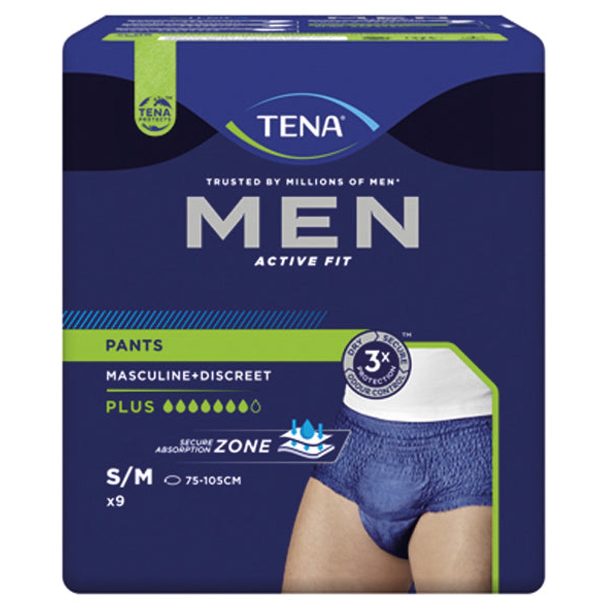 Lot de 9 pantalons Tena pour homme, grande taille M